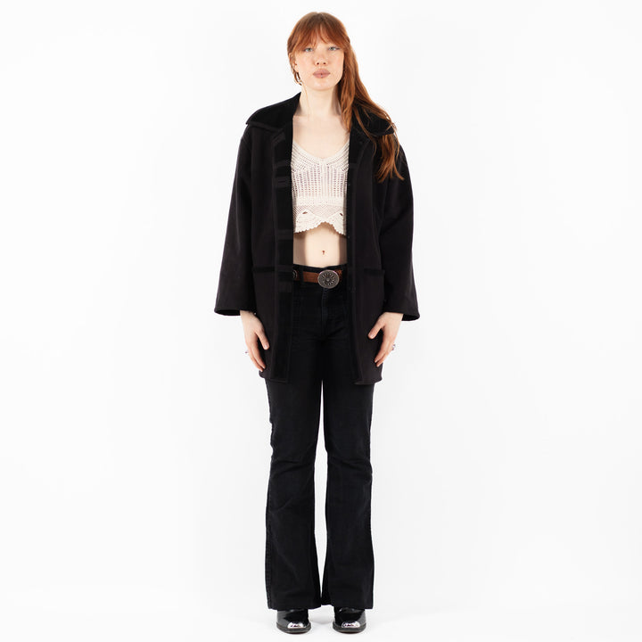 Vintage 00's Women Faux Sheepskin Coat in BlackV9840