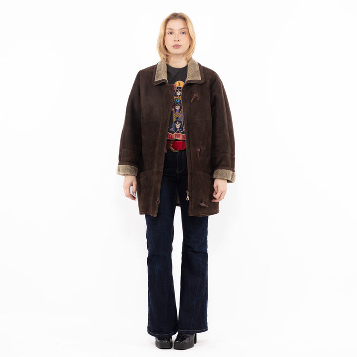 Vintage 90's Women Sheepskin Coat in BrownA1175