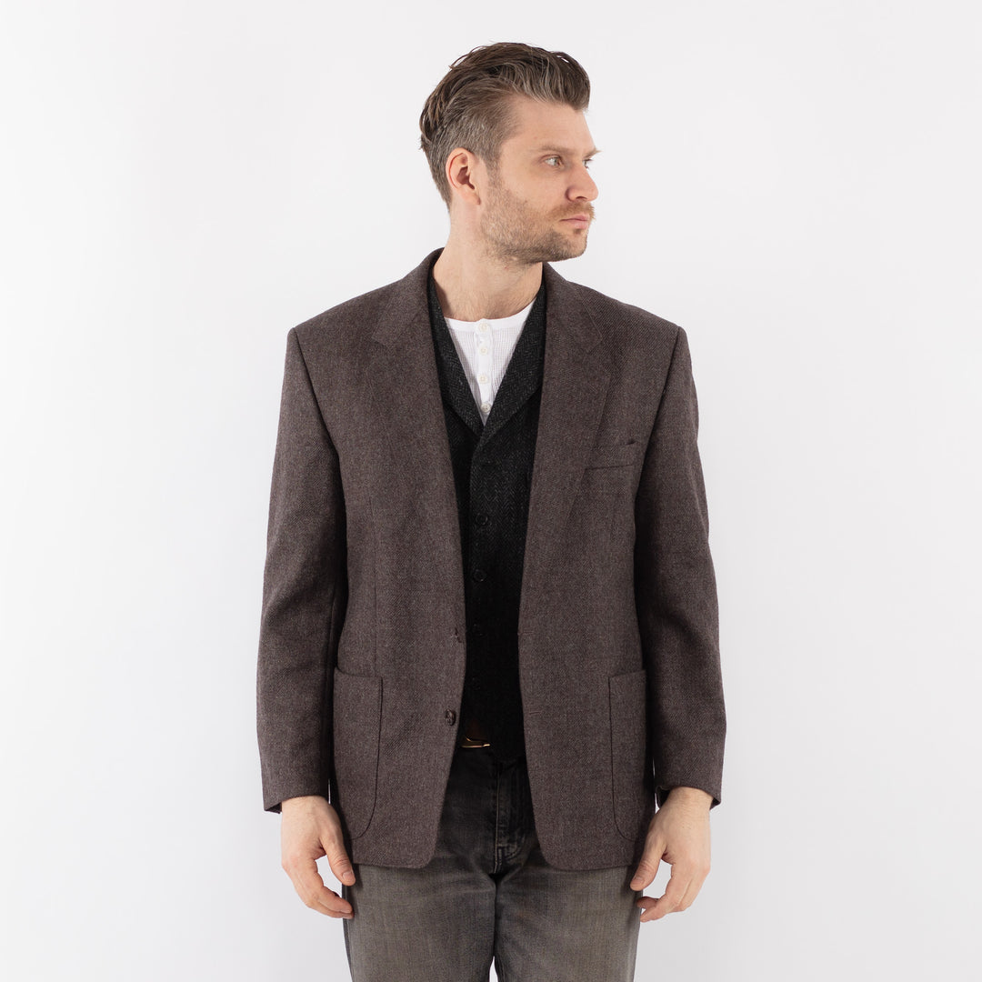 Vintage 70's Men Wool Blazer Jacket in BrownZ1071