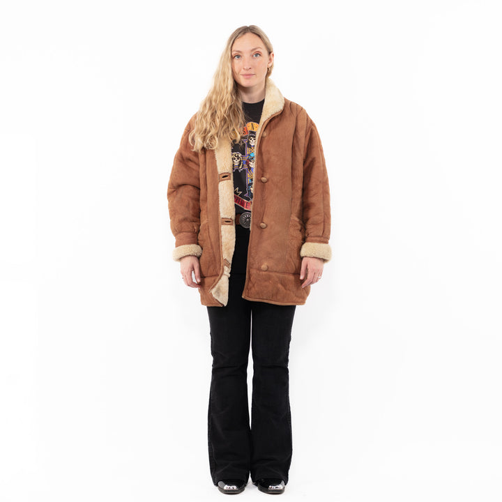 Vintage 90's Women Sheepskin Coat in BrownA0972