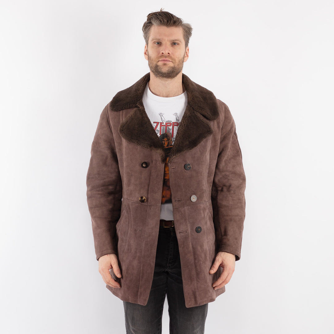 Vintage 70's Men Sheepskin Coat in BrownZ562