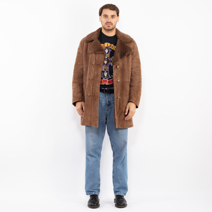 Vintage 70's Men Sheepskin Coat in Brown