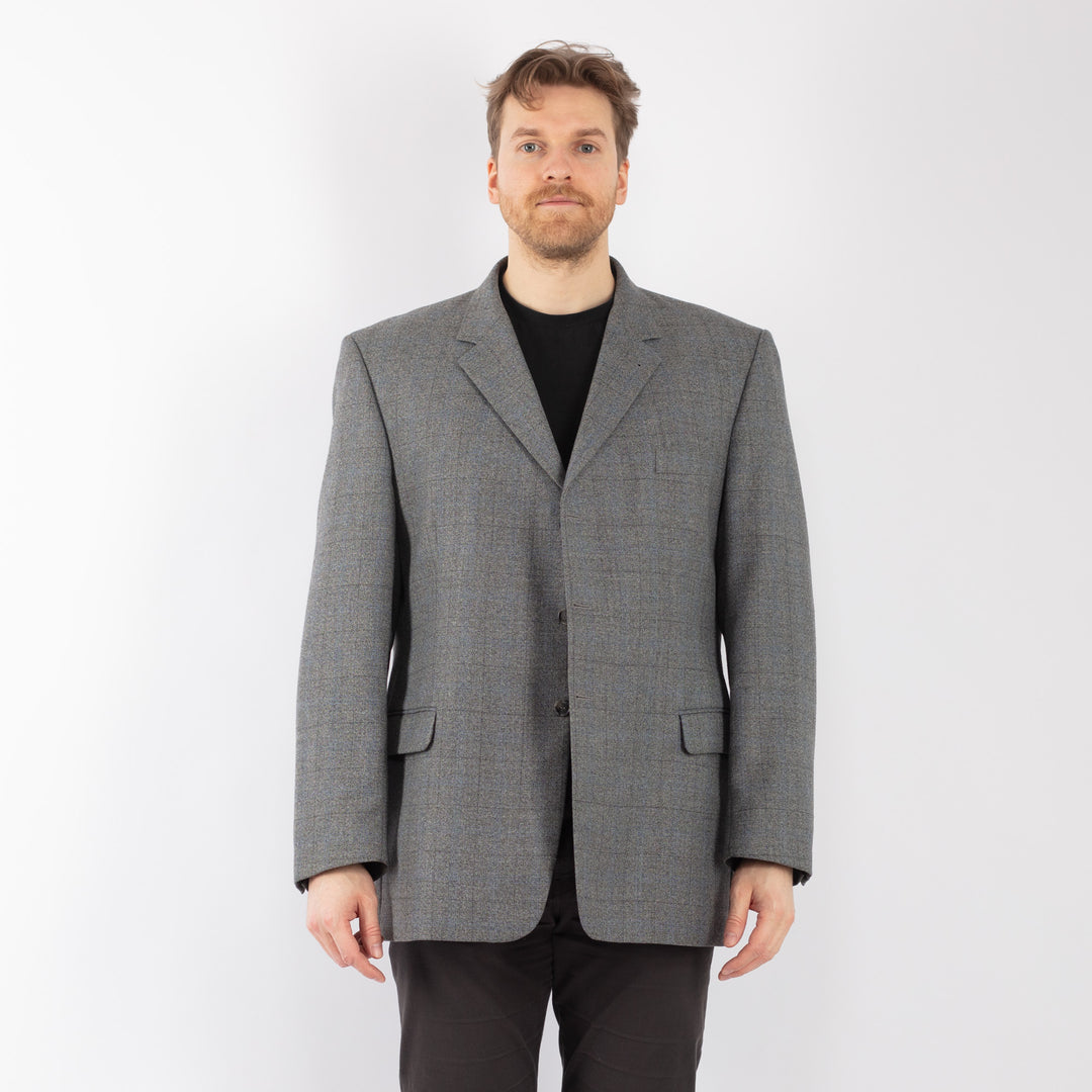 Vintage 90's Men Wool Blend Blazer Jacket in Gray