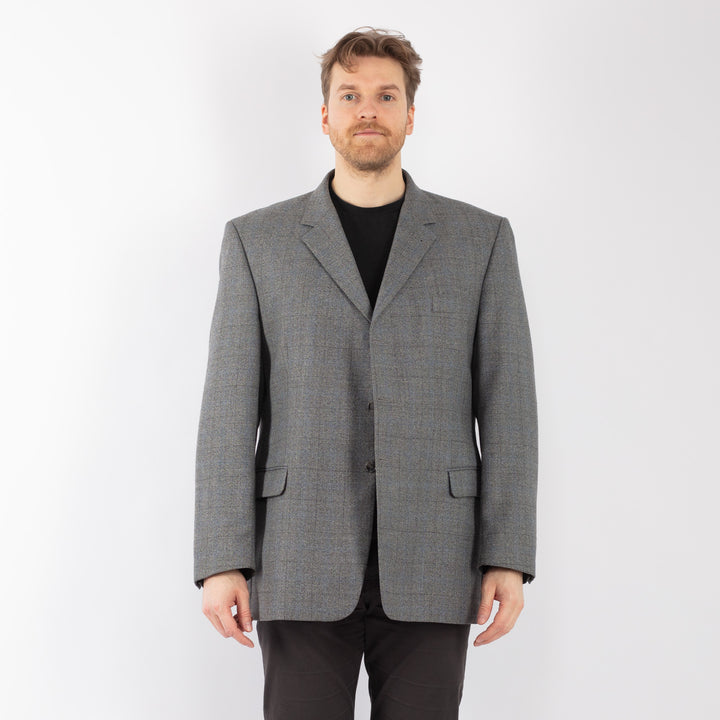 Vintage 90's Men Wool Blend Blazer Jacket in Gray