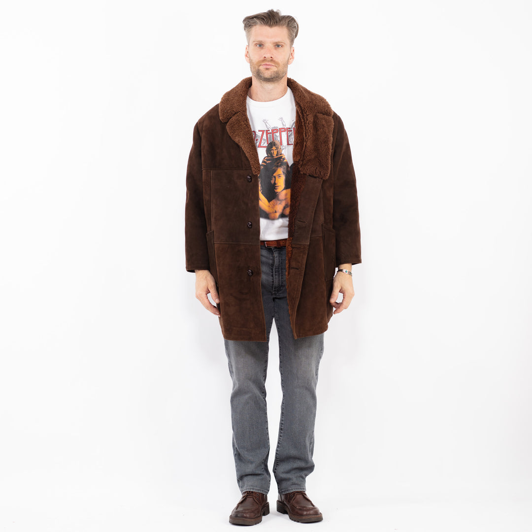 Vintage 70's Men Sheepskin Coat in BrownZ2139
