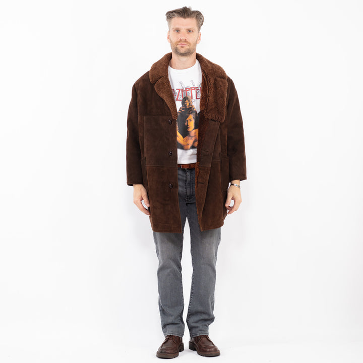 Vintage 70's Men Sheepskin Coat in BrownZ2139