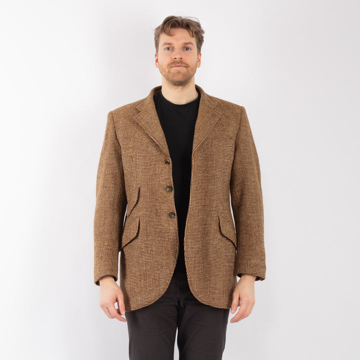 Vintage 70's Men Harris Tweed Jacket in Sand Brown