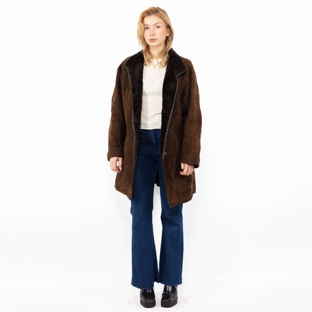 Vintage 90's Women Sheepskin Coat in BrownA0839