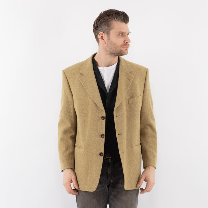 Vintage 70's Men Wool Blazer Jacket in BeigeZ1075