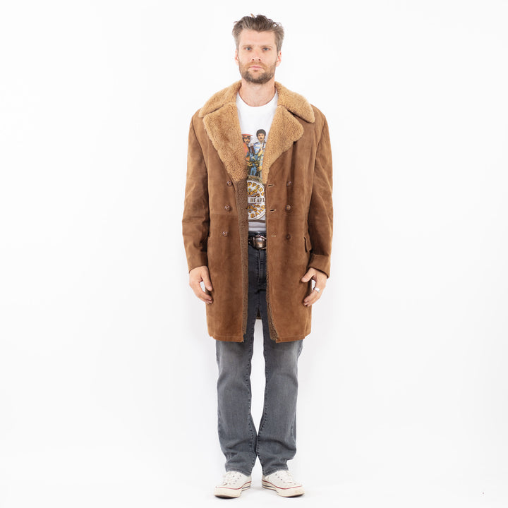 Vintage 70's Men Suede Sherpa Coat in BrownZ2016