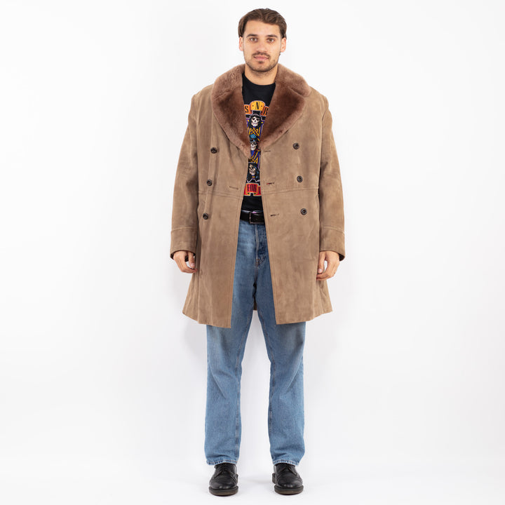 Vintage 70's Men Suede Sherpa Coat in Brown