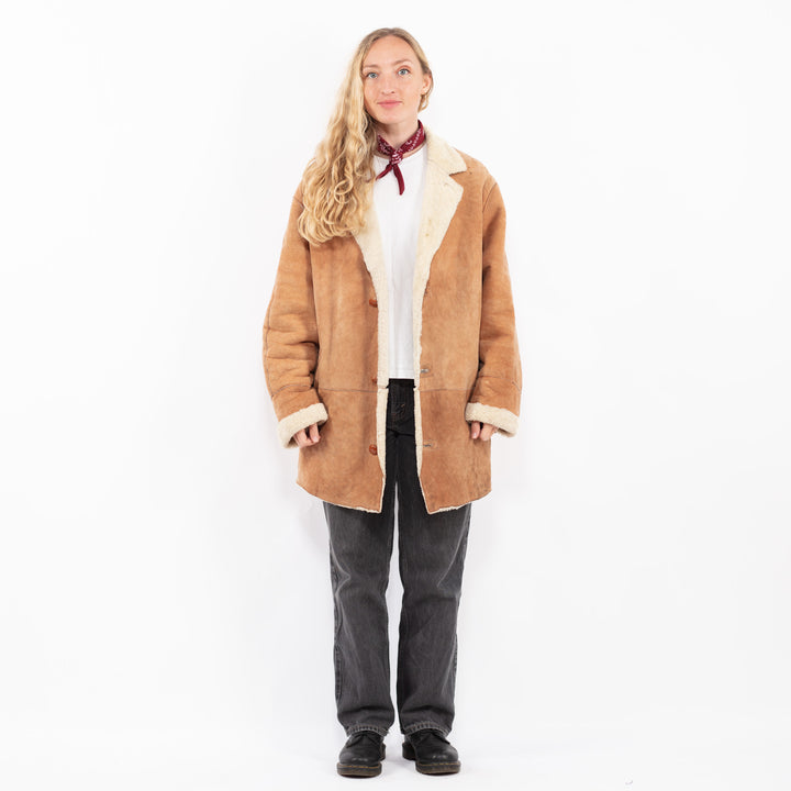 Vintage 80's Women Sheepskin Coat in BrownA0695