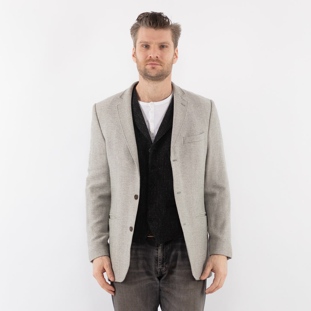 Vintage 90's Men Wool Blazer Jacket in GrayZ1076