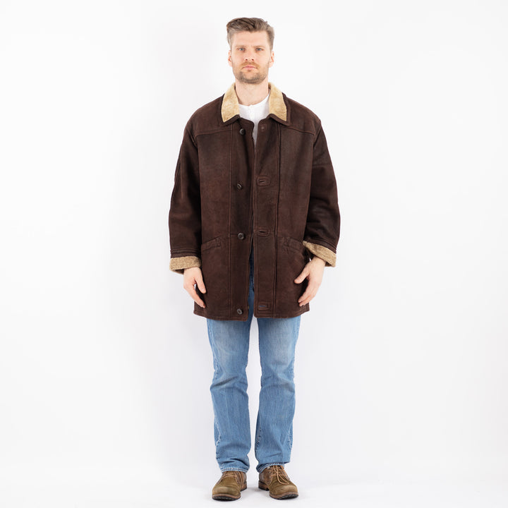 Vintage 90's Men Sheepskin Coat in BrownZ1454