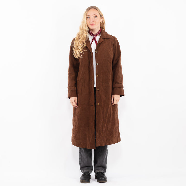 Vintage 80's Women Suede Coat in BrownA0698
