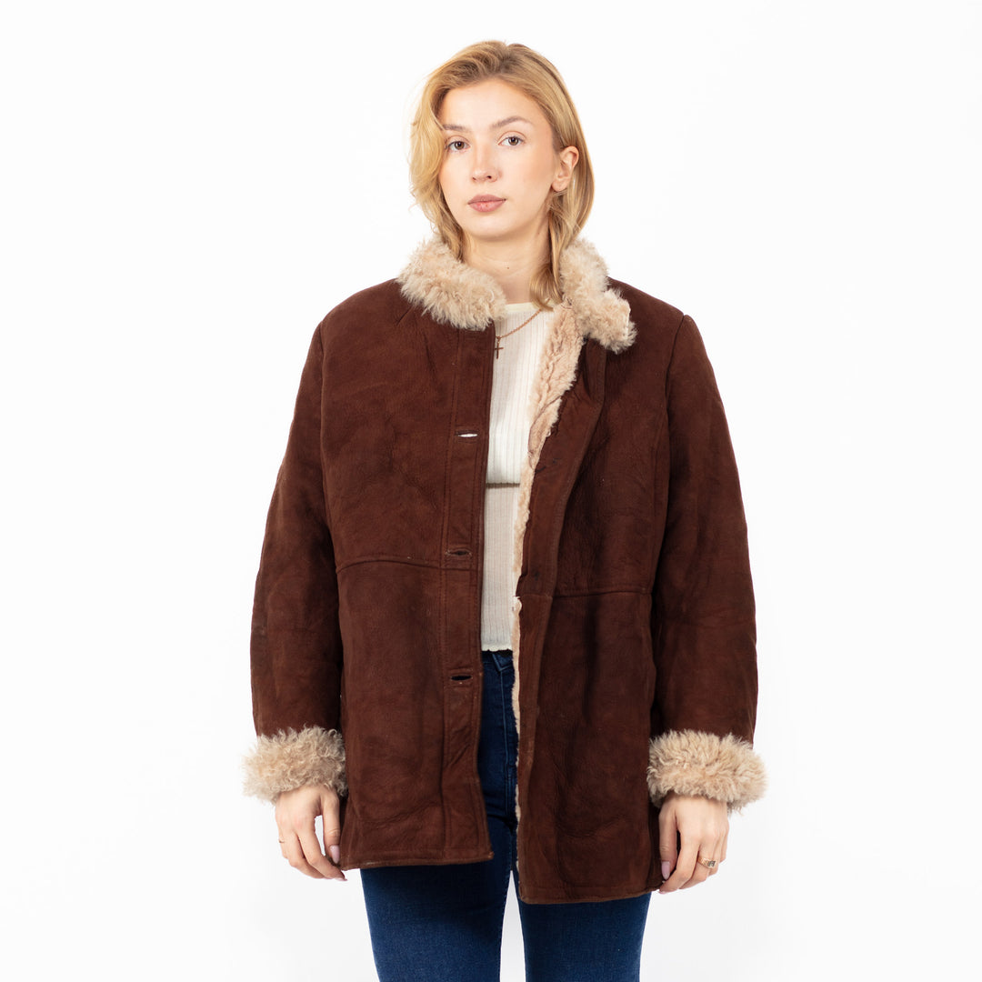 Vintage 70's Women Sheepskin Coat in BrownA0842