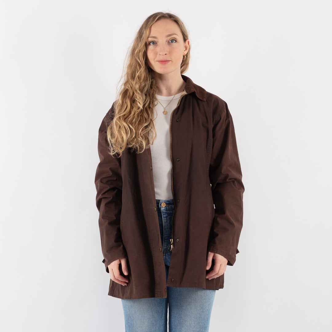 Vintage 90's Women Waxed Cotton Jacket in BrownV9401