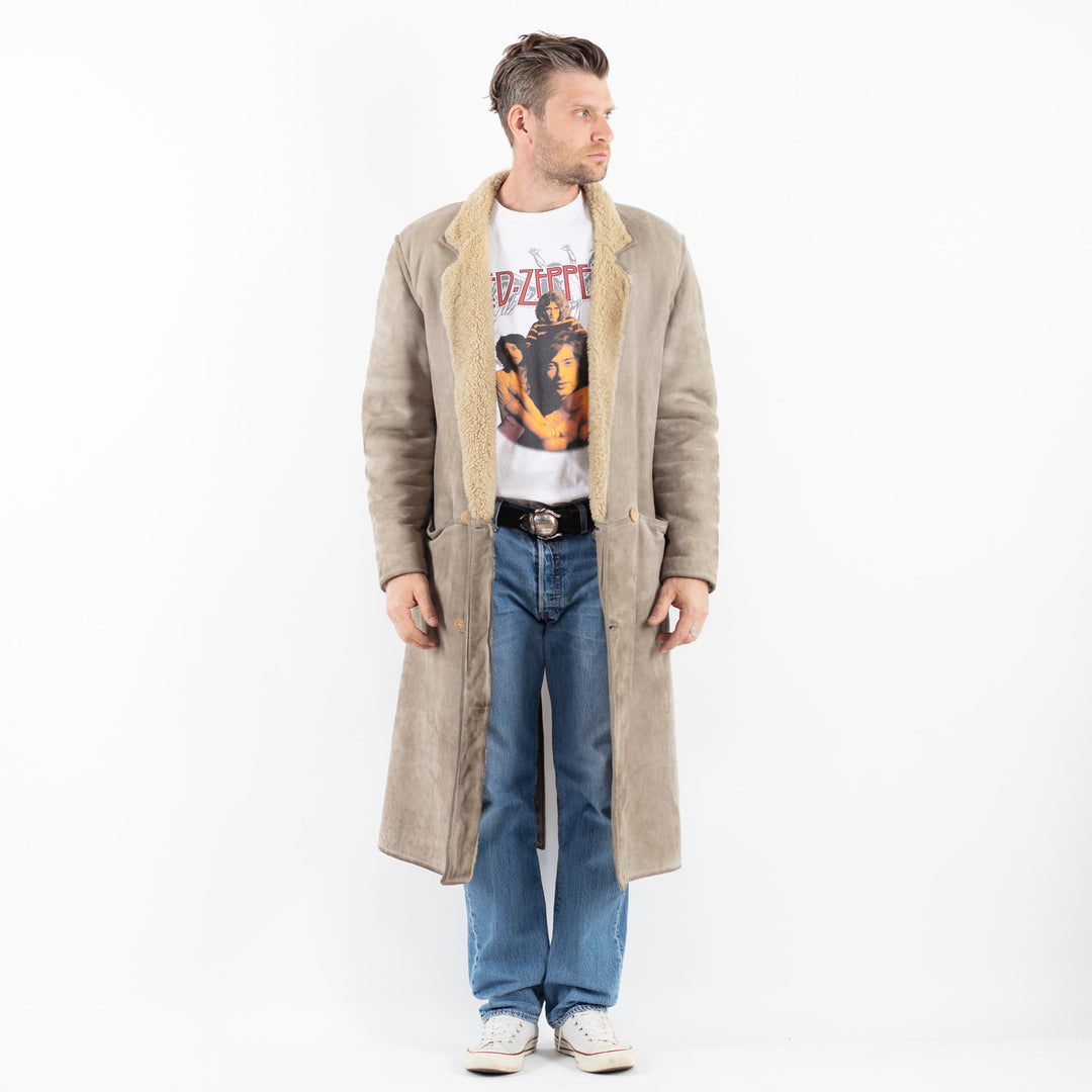 Vintage 70's Men Sheepskin Coat in GrayZ1800