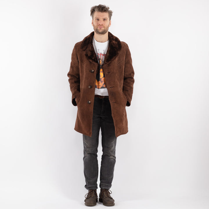 Vintage 70's Men Sheepskin Coat in BrownZ567
