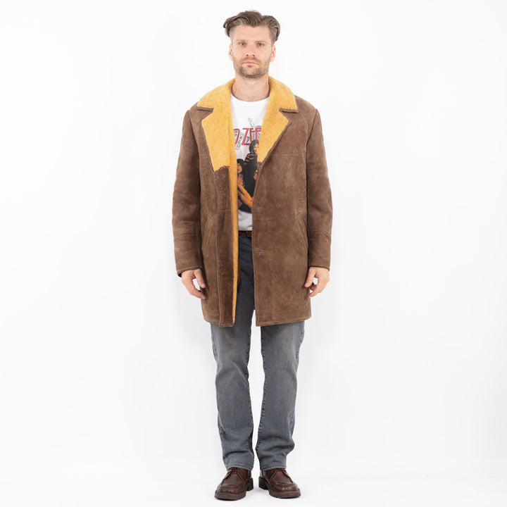 Vintage 70's Men Sheepskin Coat in BrownZ2148