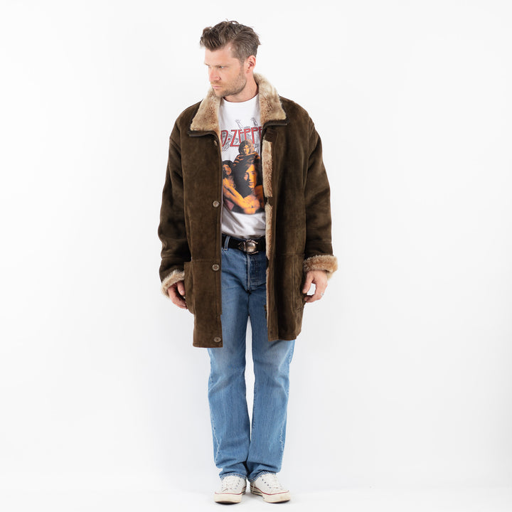 Vintage 80's Men Sheepskin Coat in GreenZ1801