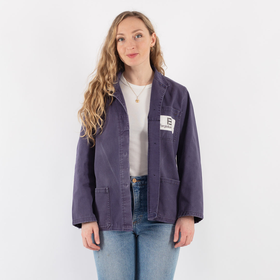 Vintage 70's Women Italian Work Jacket in Blue