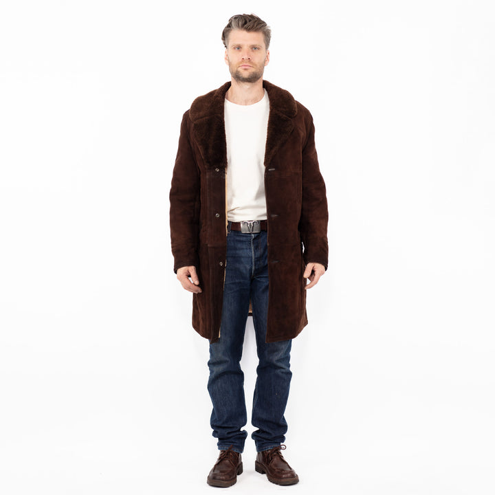 Vintage 70's Men Sheepskin Coat in Brown