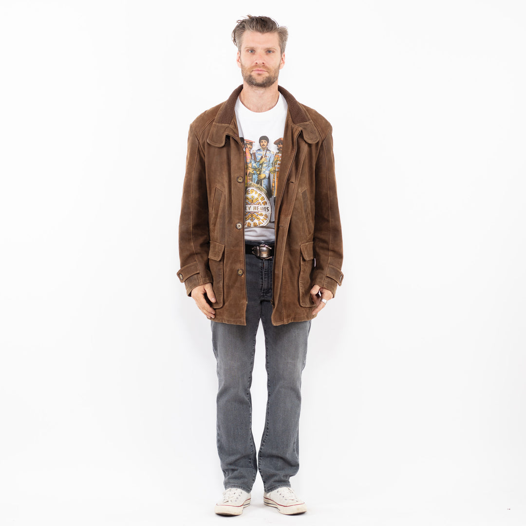 Vintage 90's Men Suede Jacket in BrownZ2024