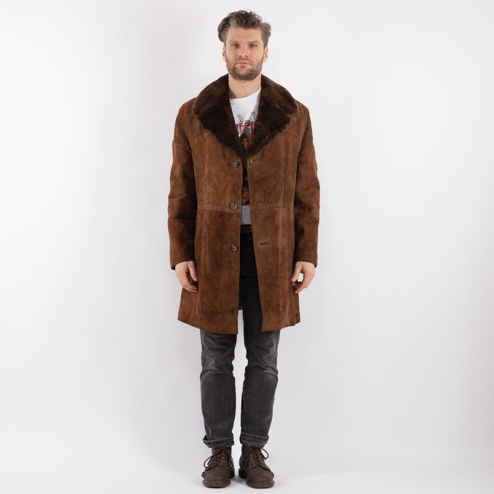 Vintage 70's Men Suede Sherpa Coat in BrownZ569