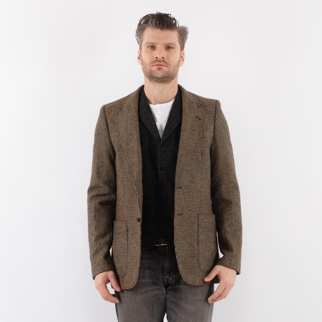 Vintage 70's Men Wool Blend Blazer Jacket in BeigeZ1087