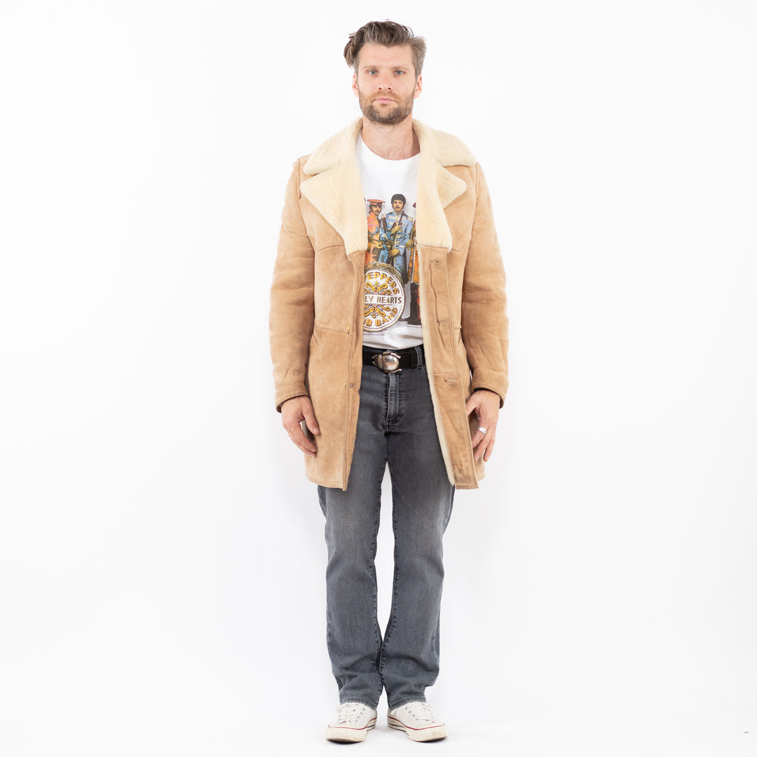 Vintage 70's Men Sheepskin Coat in BeigeZ2026