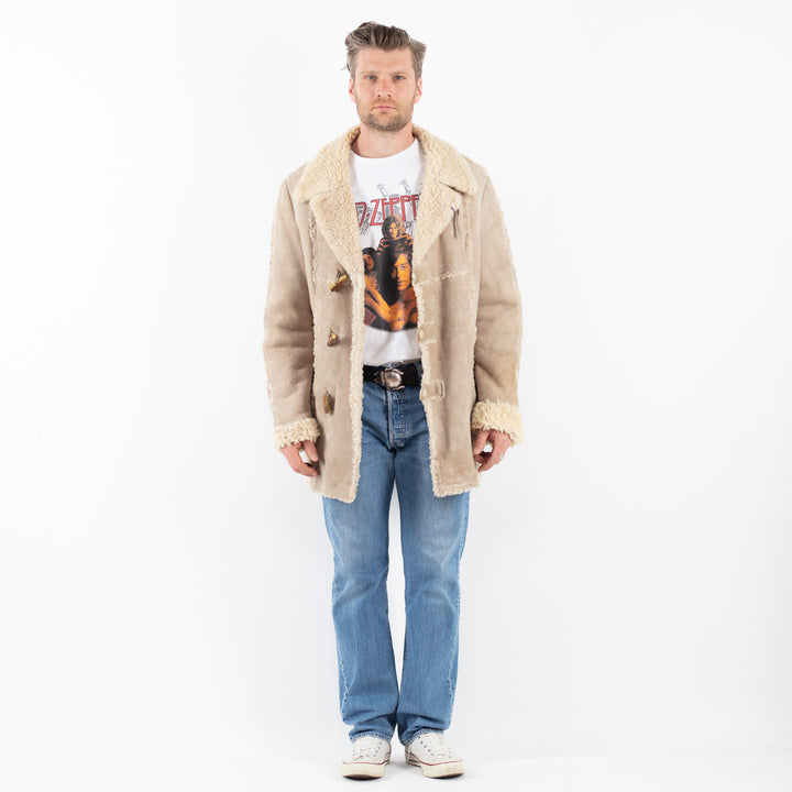 Vintage 70's Men Sheepskin Coat in BeigeZ1806