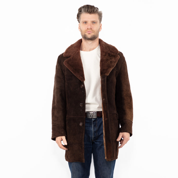 Vintage 70's Men Sheepskin Coat in BrownZ2601