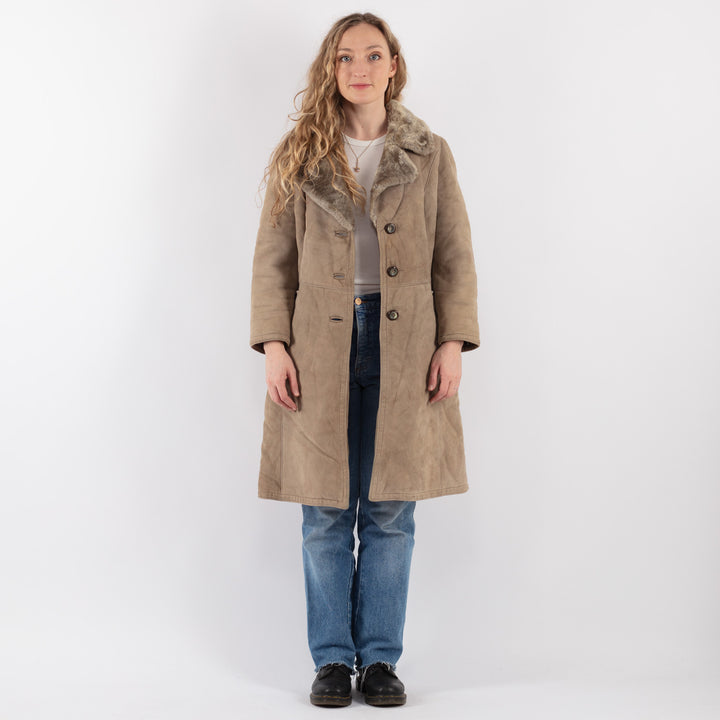 Vintage 70's Women Sheepskin Coat in BeigeV9286