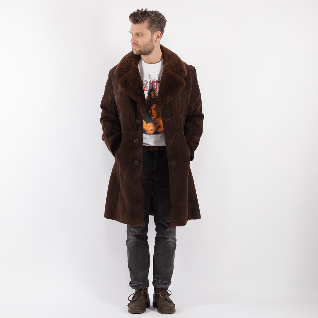 Vintage 70's Men Sheepskin Coat in BrownZ572