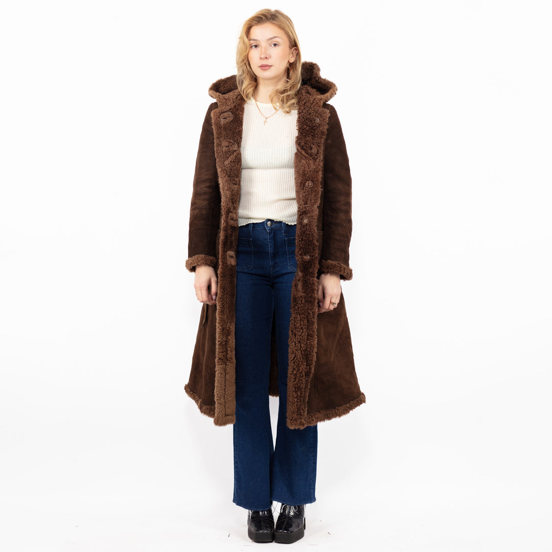Vintage 70's Women Sheepskin Coat in BrownA0849
