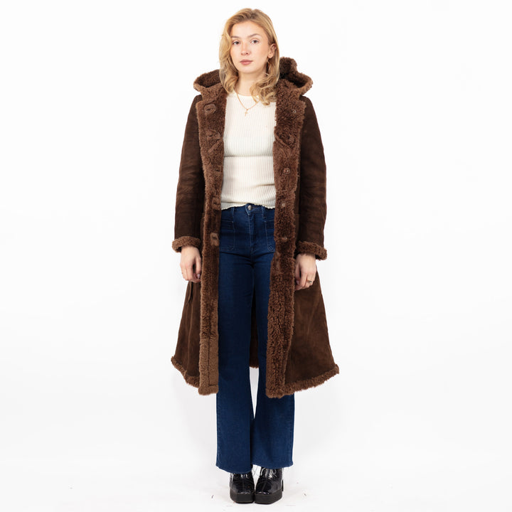 Vintage 70's Women Sheepskin Coat in BrownA0849