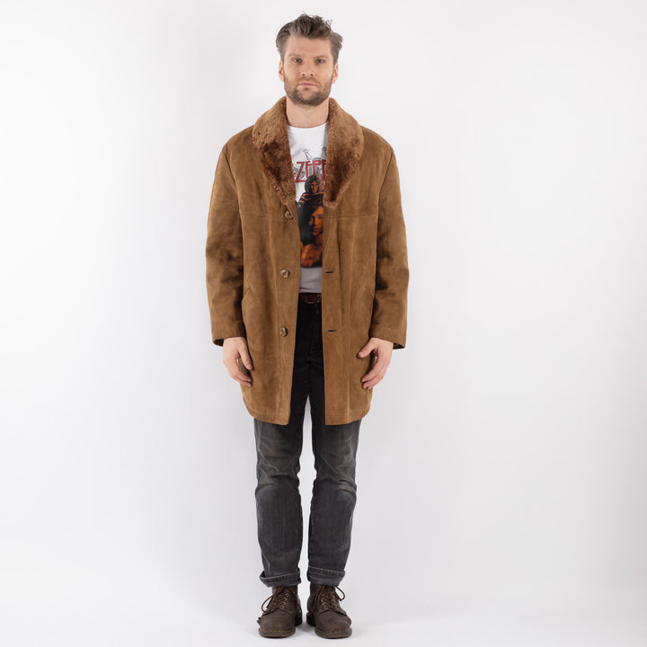 Vintage 70's Men Suede Sherpa Coat in BrownZ573