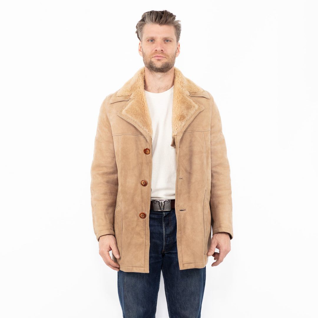 Vintage 70's Men Sheepskin Coat in BeigeZ2604