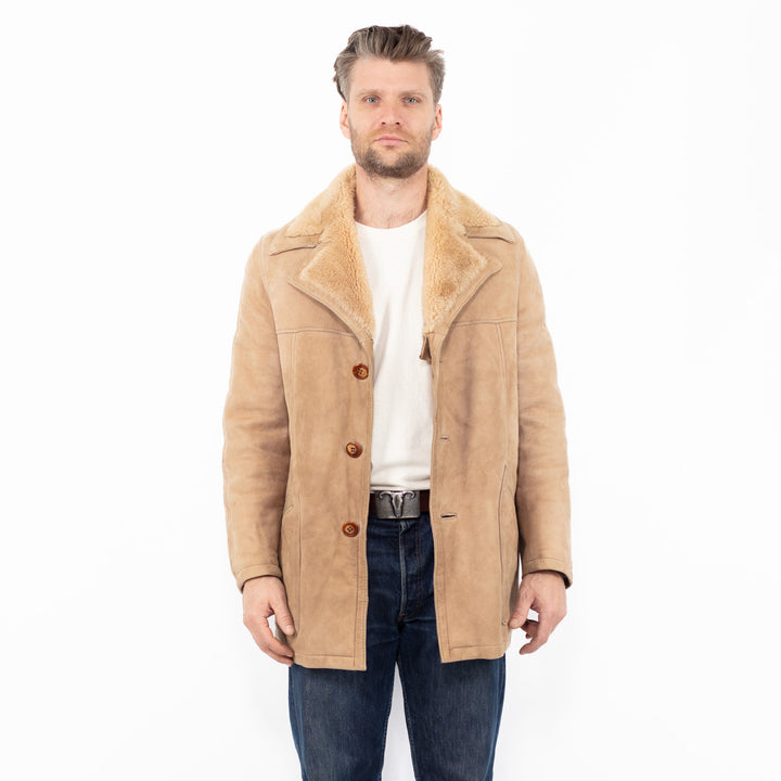 Vintage 70's Men Sheepskin Coat in BeigeZ2604