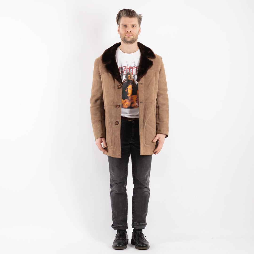 Vintage 70's Men Sheepskin Coat in BeigeZ480