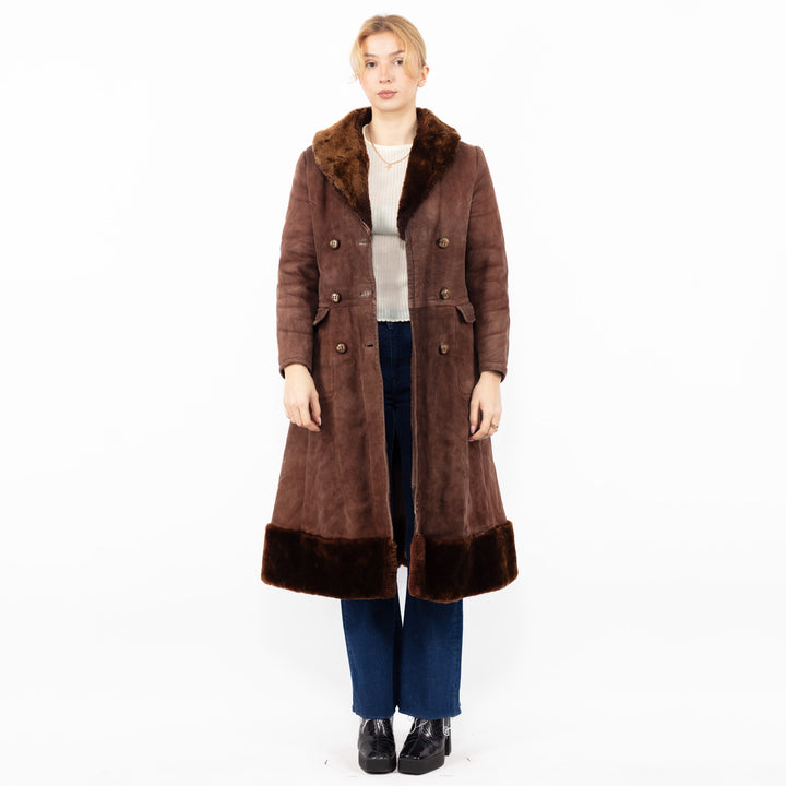 Vintage 70's Women Sheepskin Coat in BrownA0852