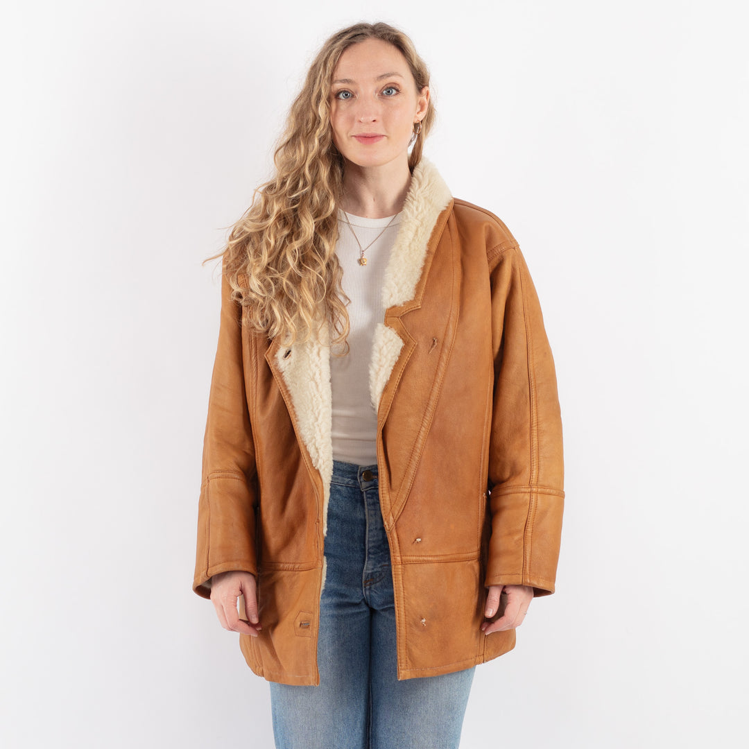 Vintage 80's Women Sheepskin Coat in BrownV9335