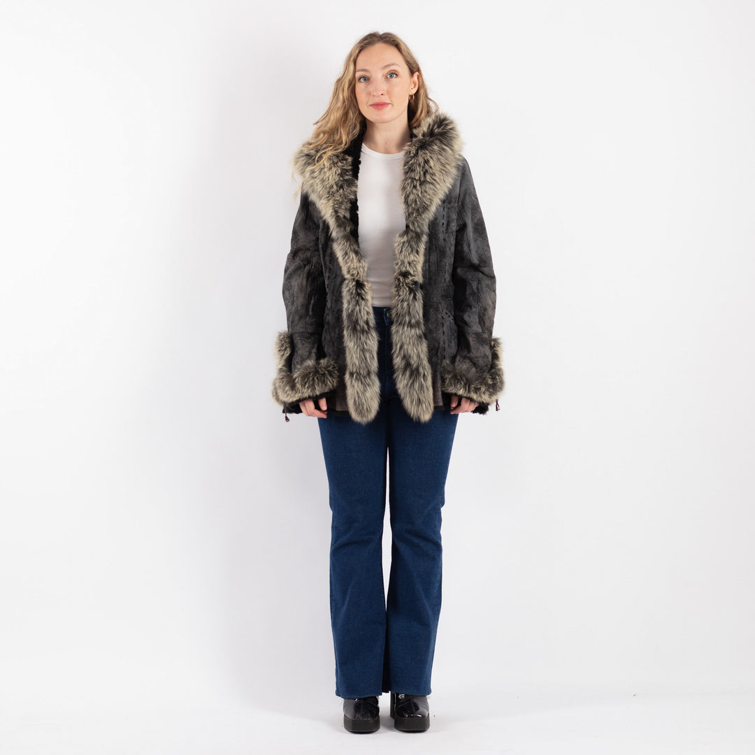 Vintage 00's Penny Lane Sheepskin Jacket in Gray