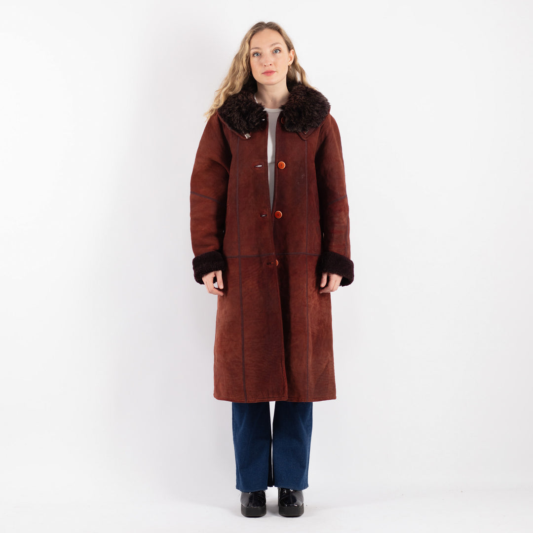 Vintage 90's Women Sheepskin Coat in RedV9204