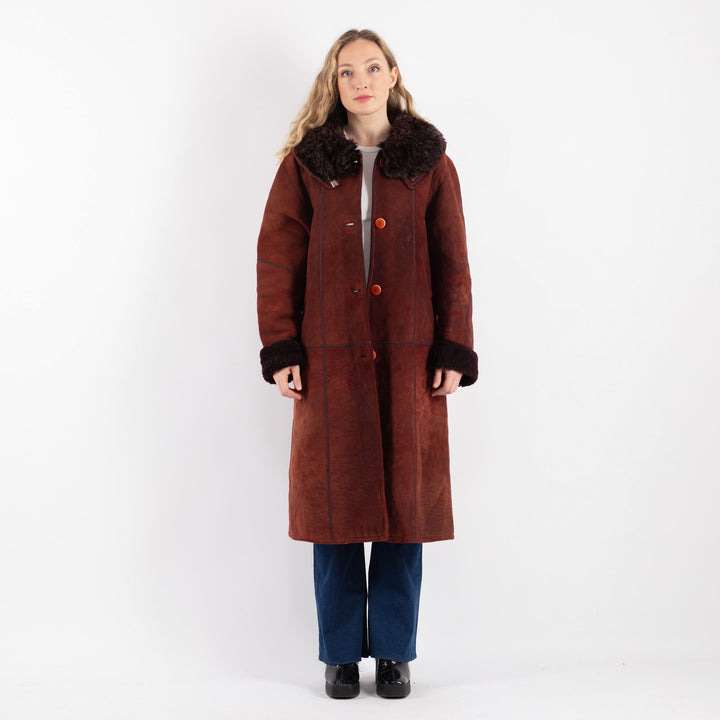 Vintage 90's Women Sheepskin Coat in RedV9204