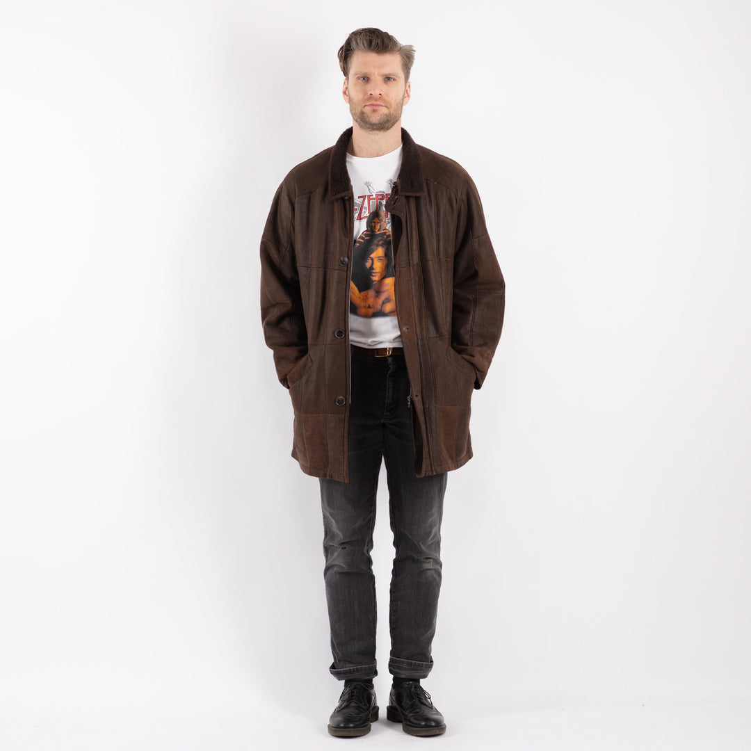 Vintage 90's Men Sheepskin Coat in BrownZ488