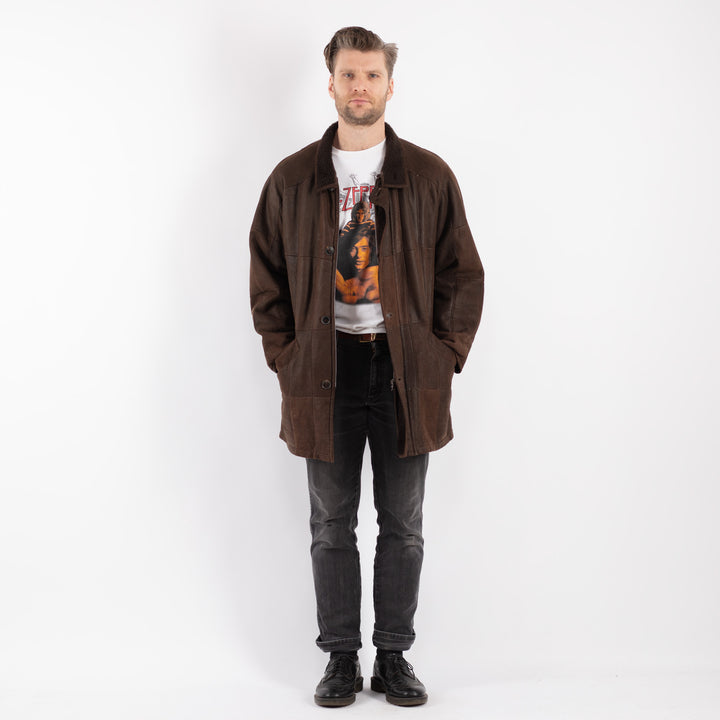 Vintage 90's Men Sheepskin Coat in BrownZ488