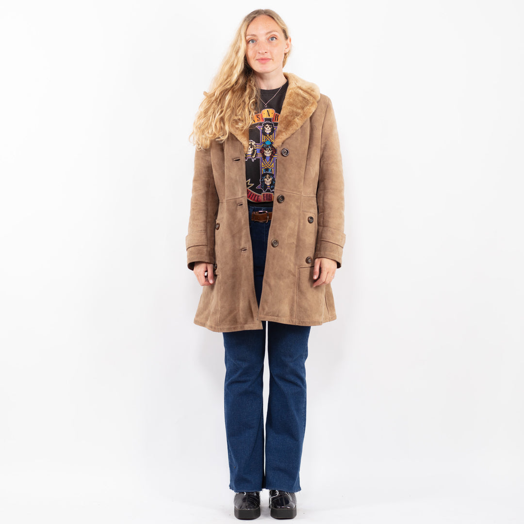 Vintage 70's Women Sheepskin Coat in BeigeA0488