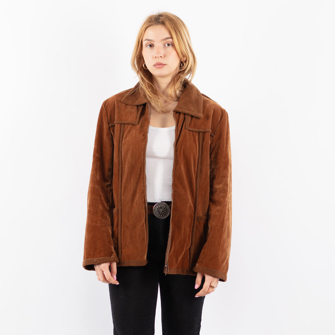 Vintage 90's Women Sherpa Jacket in BrownV9716